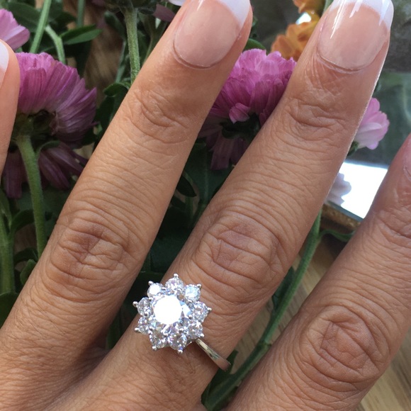 Cubic Zirconia Ring - 925 Sterling Silver - Cocktail Engagement Ring - Picture 2 of 9